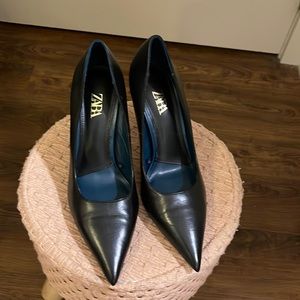 Zara 3” tall heels. Black, leather